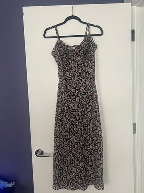 Joie Black Maxi Dress with Pink Floral Pattern size 4